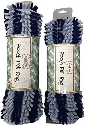 Dog Cat Pet Absorbent Microfiber Chenille Rug (24"x17", Navy/Lt Blue)