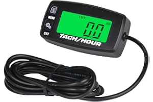 Yooreal HM032R Digital Backlight Tachometer, Maintenance Hour Meter,Replaceable Battery for Generator Scooter Lawn Tractor Co