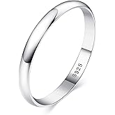 MILACOLATO 925 Sterling Silver Ring for Women Men High Polished Plain Stackable Thumb Rings Tarnish Resistant Wedding Band Ring Comfort Fit Size 4 to 12, 1mm 2mm 3mm 4mm 5mm 6mm