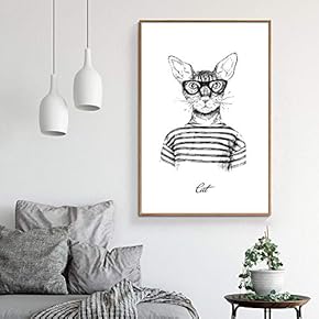 Framed Canvas Wall Art for Living Room, Bedroom Whimsical Animal Illustration XIV Canvas Prints for Home Decoration Ready to Hang - 16x24 inches