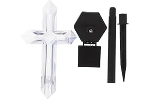 Toddmomy Solar-Powered Waterproof LED Cemetery Cross Light with Color-Changing Function for Outdoor Grave