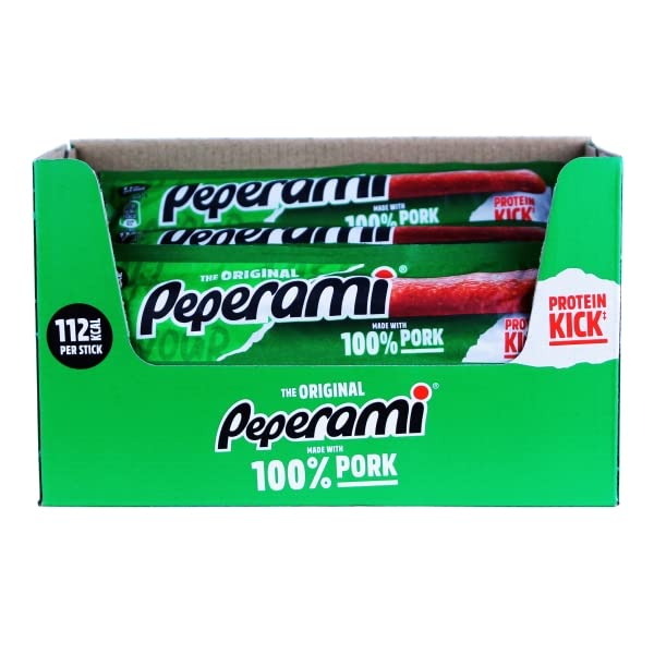 Peperami - Original Flavour - Smoked Pork Salami Sausage Meat Snacks - Box of 24 x 22.5 Grams