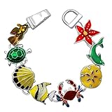 DianaL Boutique Colorful Sea Turtle Dolphin Shell Fish Crab Magnetic Clasp Charm Bracelet Gift Boxed Fashion Jewelry