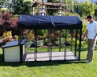 Cove Products K9 Condo 4' X 8' Dog Run with K9 Cabin Dog House Combination-Complete