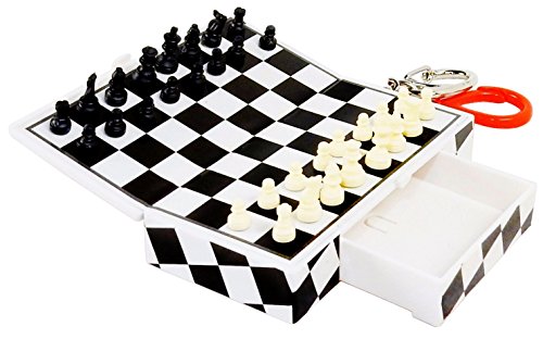 Pocket Game Chess on Key Chain - Magnetic Pieces, Travel Activity.