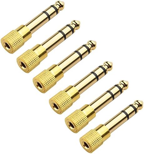 Gold Plated 6.3mm (1/4 inch) to 3.5 mm Male to Female Stereo Adapter 6pcs-Pack