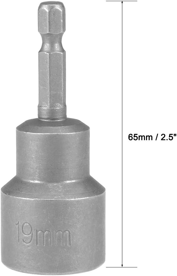 Sourcingmap 1/4" Quick-Change Hex Shank 19mm Magnetic Nut Setter Driver Drill Bit, 65mm Length, Metric, H19 x 65mm - Image 4