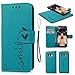 Compatible with iPhone 12 Pro Max 5G Wallet Case, Case with Card Holder Embossed Butterfly Premium PU Leather Double Magnetic Buttons Flip Shockproof Protective Cover 6.7 inch (Embossed Love Blue)