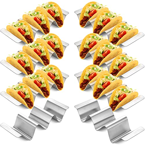 10 Pieces Taco Holders Stainless Steel Taco Stand Taco Tray Taco Shell Holder Rack, Holds Up to