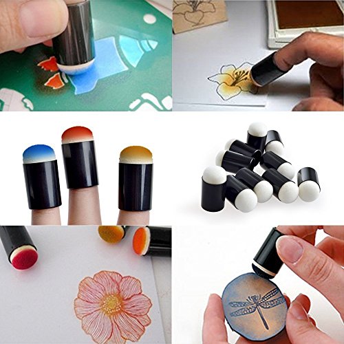LIPROFE Finger Sponge Dauber with Storage Case for Painting Ink Crafts Chalk Card Making Pack of 40