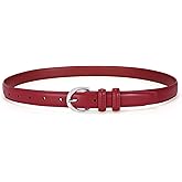 SANSTHS Women Leather Belt for Jeans Pants Fashion Ladies Skinny Belt for Dresses Thin Belt with Single Prong Buckle