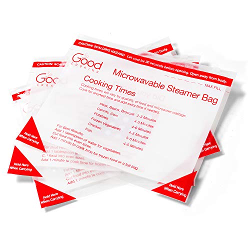 Microwave Food Steamer Bags- Set of 6 X-Large Reusable Microwavable Cooking Bags with up to 20 Uses Each - Thumbnail 3
