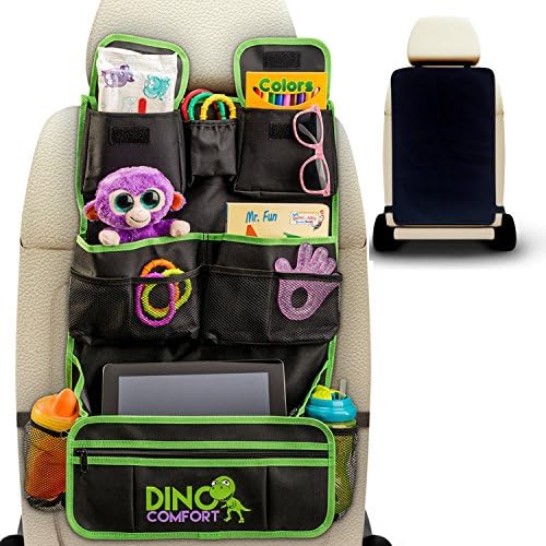 Extra Large Car Backseat Organizer - Comes with Kick Mat - FREE eBook - Kids Toy Storage