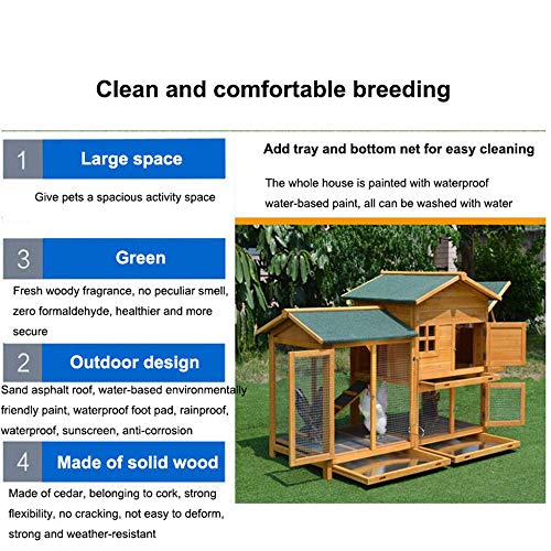 JHKGY Deluxe Holzkaninchen Hutch Pet Cage Shelter,Hen House Geflügel Arche Home Nest,Hühnerstall Aus Holz,Mit… – Bild 5