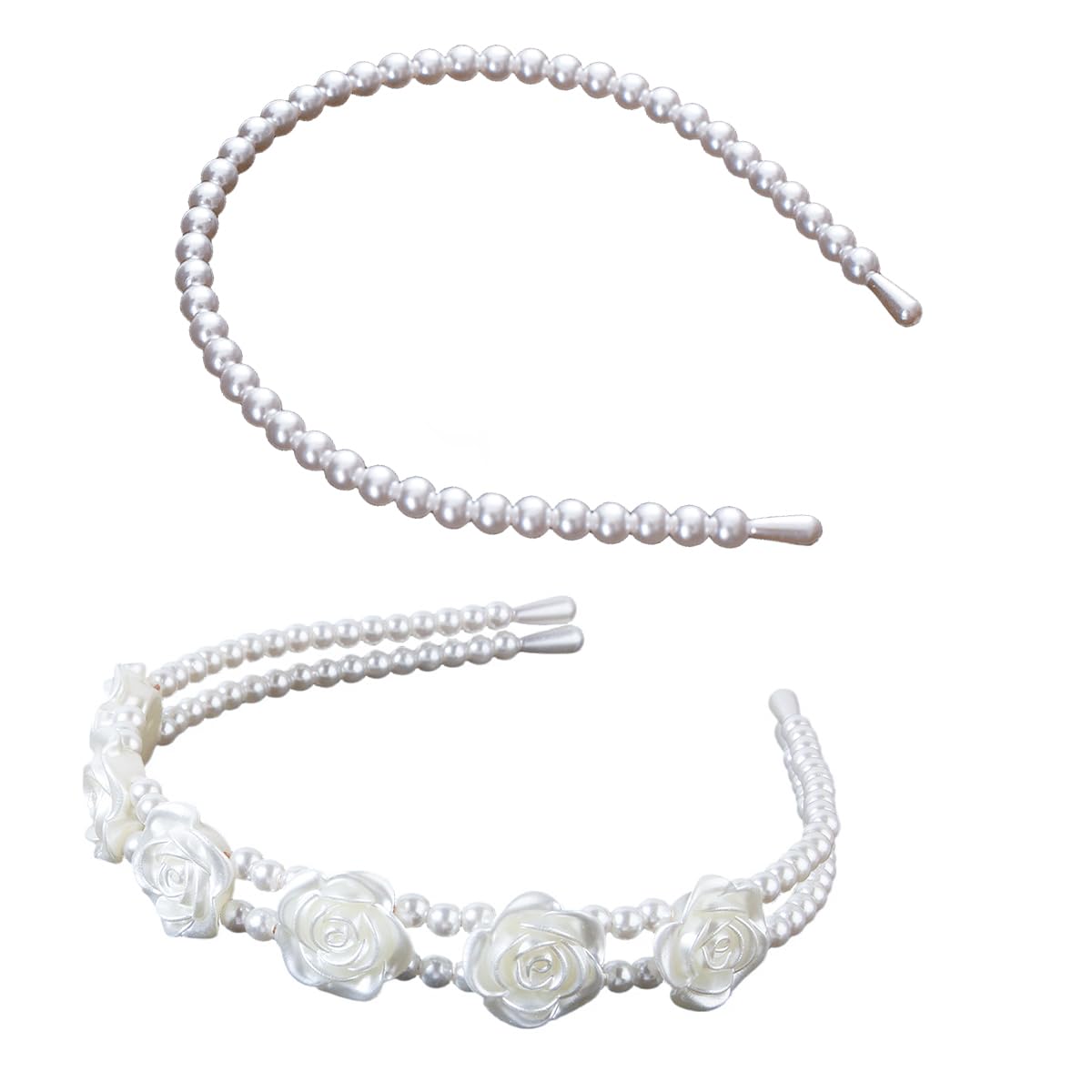2 Pack Pearl Headbands for Women White Hair Bands for Girls Wedding Hair Accessories 16023 — image 1