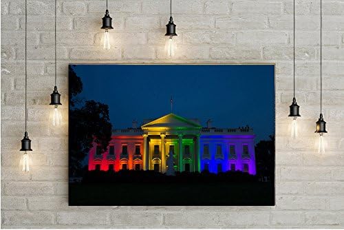 AT6356 Obama Rainbow White House Cityscape Art Print Canvas Shop 12x18 Inch with 2" Border