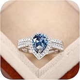 2ct Engagement Rings Sets for Women Pear Shape Sapphire Bridal Ring Sets,Cubic Zirconia Wedding Band Twisting Infinity Promise Fake Diamond Rings for Women's 9#