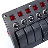 Amarine-made-6-Gang-Red-LED-Indicators-Rocker-Circuit-Breaker-Waterproof-Marine-Boat-Rv-Switch-Panel-Combined-with-Dual-USB-12v-Power-Adapter-Panel-PN-CB6-R-CB1S1S2