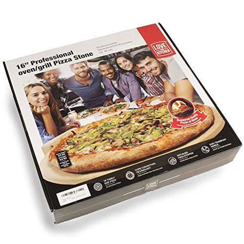 The Ultimate Pizza Stone for Oven & Grill. 16" Round Baking Stone with NoSpill Stopper