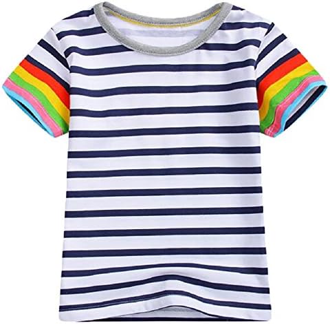 LuckyRabbit Little Boy Short Sleeves Rainbow Stripe Tee 4T
