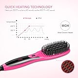 Trèsutopia Ionic Hair Straightening Brush with Fast Heated MCH Technology, Anti-Scald and Temperature Lock Function, 265 °F - 450 °F, 100-240 V Worldwide Voltage (Hot Pink)