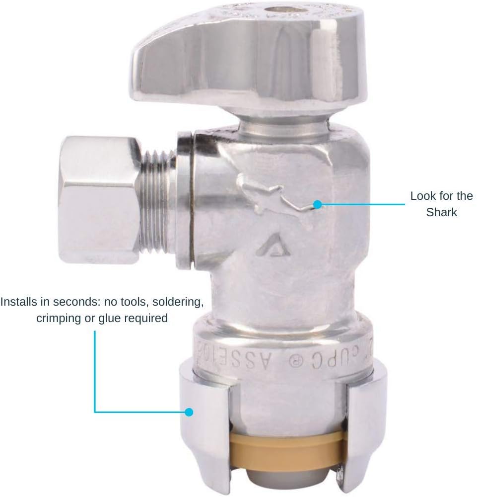 SharkBite 23036-0000LF 1/2" Ptc x 3/8" Compression Angle Stop Valve - Faucet Spouts And Kits - 