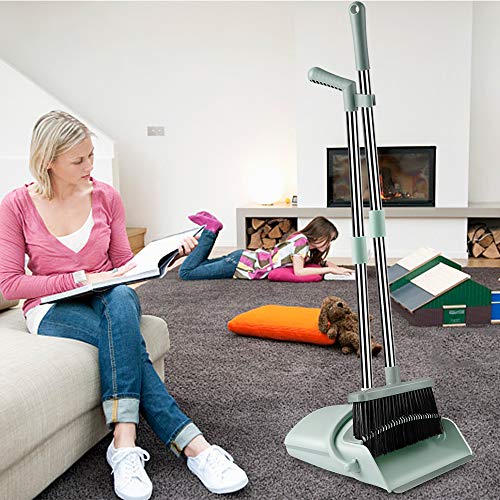 image for Kelamayi Broom and Dustpan Set, Super Long Handle Lobby Broom, Self-Cl
