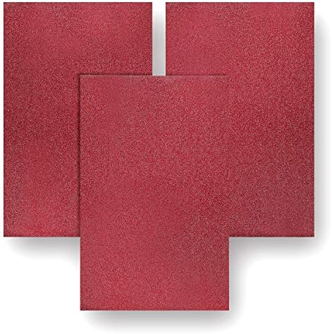 Glitter Heat Transfer Vinyl HTV Sheets - Bundle of 3 - Heat-Transfer or Iron on - Red - for use with Siser, Silhouette, Cricut, Brother and More - 10x16in Shipped Flat