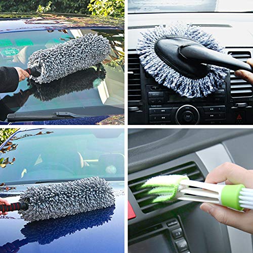 Meago Car Duster Exterior, Ultimate Car Cleaning Kit Lint Free with Long Extendable Handle for Motorcycle/Truck/ATV/UTV(7 Pack)