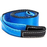 Driver Recovery 3" x 8' Tow Strap - Recovery Winch Tree Saver - Extreme Heavy Duty Nylon 30,000 Pound (15 Ton) Pulling Capacity - Blue