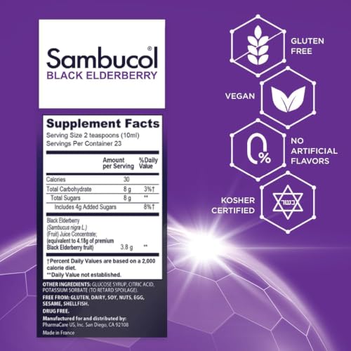 Sambucol Black Elderberry Syrup - Original Formula - 7.8 Fl Oz, 2 Pack | Black Elderberry Liquid, Immune Support for Kids and Adults, High Antioxidants, Gluten Free