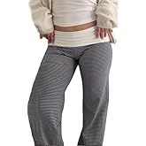 Women Y2k Fold Over Yoga Pants Colour Block Straight Leg Bottoms Low Rise Stretchy Lounge Trousers