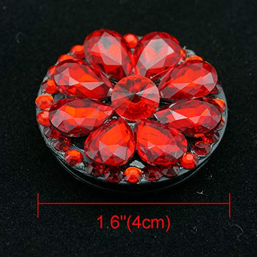Royalfox 2 Pack Bling Car Decor, Bling Crystal Interior Car air Vent Holder Dashboard Accessory with Stickers, Women Fashion Car Decoration, Rhinestone Car Bling Accessories for Women Girl (red)