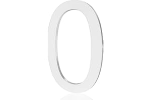 REAVOR 3 Inch Stick on Mailbox Numbers, Self Adhesive Address Sign Modern House Numbers for Apartment Door Farmhouse Mailbox Office Hotel, Frosted Matte White Acrylic House Number 0