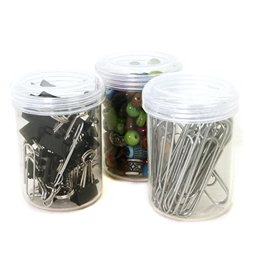 12 Plastic Containers with Rounded Screw-Top Lids - Crafting Beading Sewing Jewelry Organizers