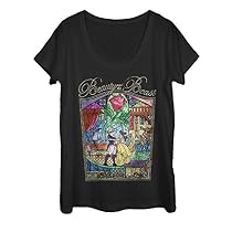 Beauty and the Beast Stained Glass Womens Graphic Scoop Neck
