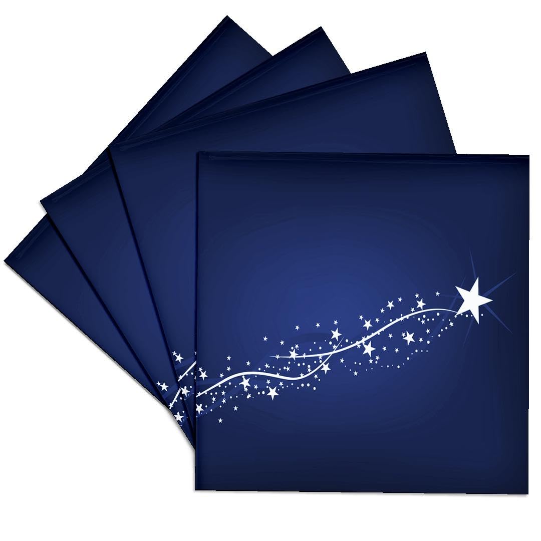 3dRose Pretty White Shooting Star On A Blue Background - Ceramic Tile Coasters, Set of 4 (cst_152863_3)