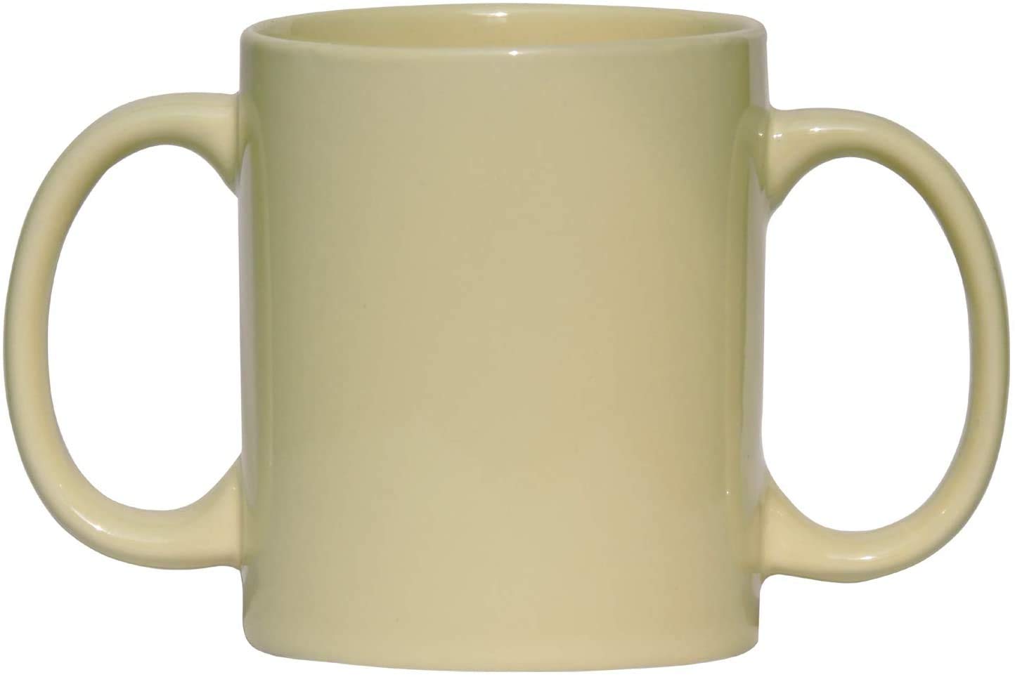 ANCIENTIMPEX Dual Handle Mug (2 Handled) Ceramic Drinking Mug for Secure Hold - 350 Ml, Yellow Color