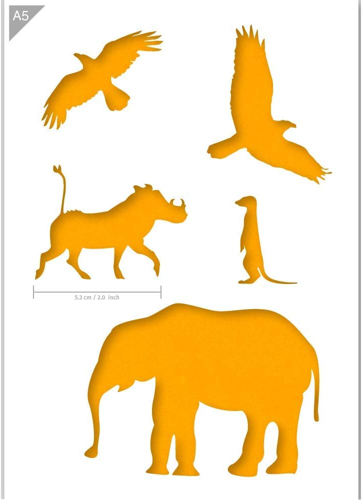 African Animals Stencil Card or Plastic A5 5.8 x 8.3 inch Warthog width 2.0