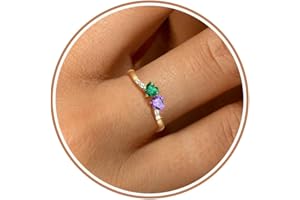Sistble Birthstone Rings for Women Teen Girl Gifts Stacking Gold Rings Non Tarnish 2 Love Heart Birthstone Promise Wedding Mothers Day Anniversary Birthday Gift Jewelry