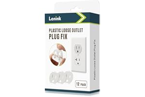 Lenink Loose Outlet Plug Fix, 12 Pack Plastic Snug Socket Secured, Outlet Tightener Insert for Most Loose Outlets, with Back Adhesive
