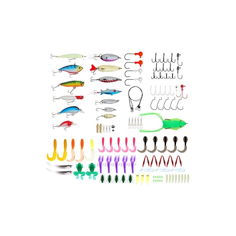 119 Piece Fishing Tackle Kit, Starter Bait Set Complete with Hooks