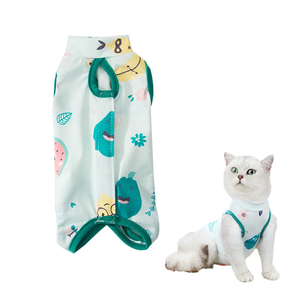 Cat Recovery Suit Cat Vest After Surgery Cat Vest After Surgery Recovery Suits for Kitten and Small Dog After Surgery Wear Pajama Suit (M), Green