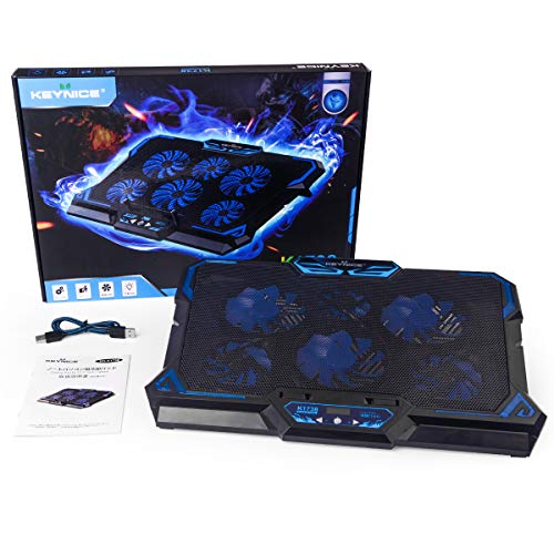 KEYNICE Laptop Cooling Pad, Notebook Cooler with 6 Quiet Fan, Dual USB Port, 5 Wind Speed Adjustable, Blue LED Light, Fit 12"-17" Computer, Portable Cooler Pad with LCD Screen, Gaming Laptop Cooler - Thumbnail 6