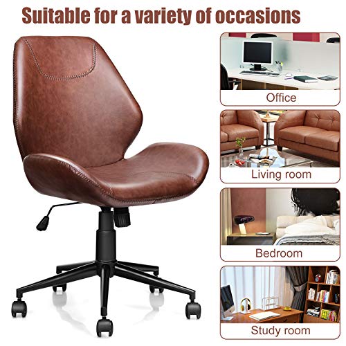 Giantex Home Office Leisure Chair Ergonomic MidBack PU Leather Armless