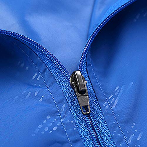 Women Men's Unisex UPF 50+ UV Protection Hooded Rain Jacket Windbreaker Raincoat Waterproof Ultra-Light Sport Shell Black - Thumbnail 6