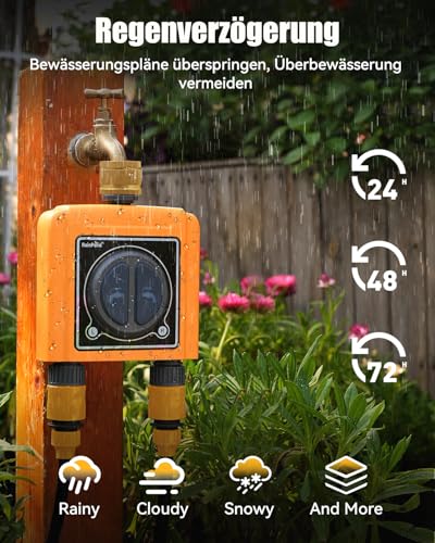 RAINPOINT WiFi 2 Way Watering Timer, Brass Inlet, Smart Watering Control Unit with App/Voice Control, Soil/Weather Humidity Based Irrigation for Lawn/Garden/Greenhouse