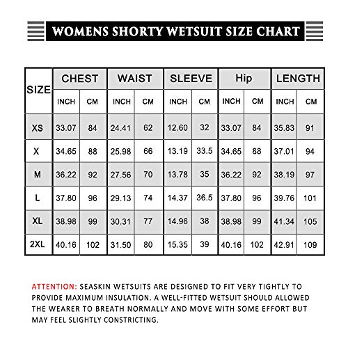 image for Seaskin Womens 3mm Shorty Wetsuit, Premium Neoprene Front Zip Short Sl