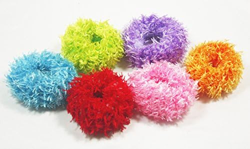 6 Pcs Assorted Color Messy Fur Ball Hair Ties Scrunchies