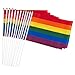 12 Pack Mini Rainbow Flags for LGBTQ Gay Pride Parade, Small Handheld Flag on Stick for Mardi Gras, 11.7 in